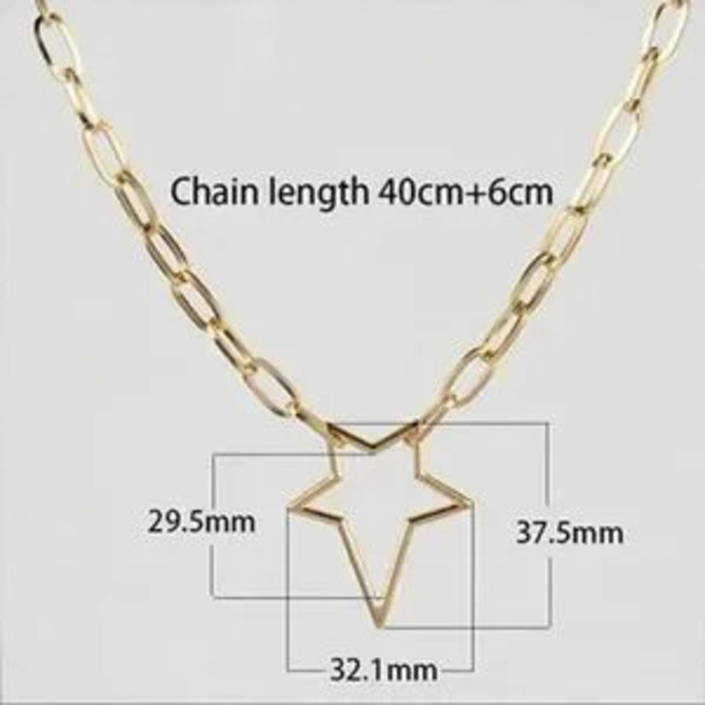 18K White Gold/Rhodium Plated Chunky Chain Necklace Irregular Star Pendant